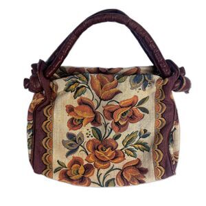 Gitana Tapestry Top Handle Bag Purse Made in Italy Boho Hippie Floral Earthy